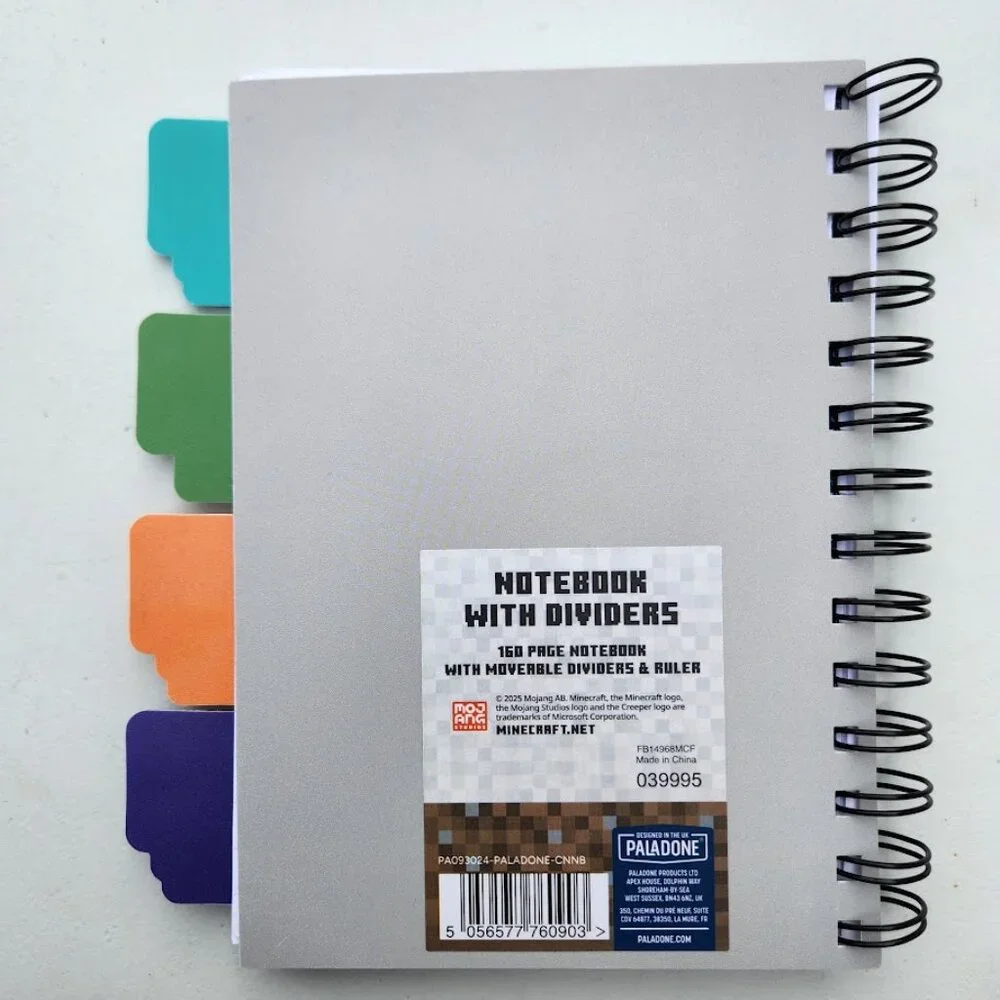 NEW Minecraft Notebook with Dividers School Supplies Spiral Journal 160 Pages Sp